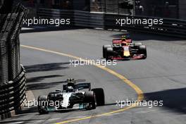 Valtteri Bottas (FIN) Mercedes AMG F1 W08 leads Max Verstappen (NLD) Red Bull Racing RB13. 28.05.2017. Formula 1 World Championship, Rd 6, Monaco Grand Prix, Monte Carlo, Monaco, Race Day.