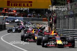Max Verstappen (NLD) Red Bull Racing RB13 at the start of the race. 28.05.2017. Formula 1 World Championship, Rd 6, Monaco Grand Prix, Monte Carlo, Monaco, Race Day.