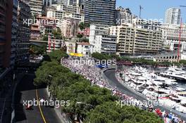 Esteban Ocon (FRA) Sahara Force India F1 VJM10 leads Max Verstappen (NLD) Red Bull Racing RB13. 28.05.2017. Formula 1 World Championship, Rd 6, Monaco Grand Prix, Monte Carlo, Monaco, Race Day.