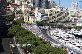 Stoffel Vandoorne (BEL) McLaren MCL32 and Sergio Perez (MEX) Sahara Force India F1 VJM10. 28.05.2017. Formula 1 World Championship, Rd 6, Monaco Grand Prix, Monte Carlo, Monaco, Race Day.