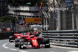 Kimi Raikkonen (FIN) Ferrari SF70H leads at the start of the race. 28.05.2017. Formula 1 World Championship, Rd 6, Monaco Grand Prix, Monte Carlo, Monaco, Race Day.