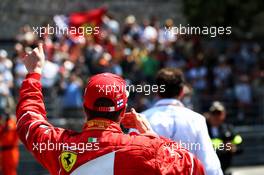 Kimi Raikkonen (FIN) Ferrari celebrates his pole position in parc ferme. 27.05.2017. Formula 1 World Championship, Rd 6, Monaco Grand Prix, Monte Carlo, Monaco, Qualifying Day.