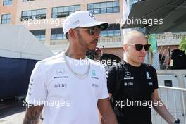 (L to R): Lewis Hamilton (GBR) Mercedes AMG F1 with team mate Valtteri Bottas (FIN) Mercedes AMG F1. 28.05.2017. Formula 1 World Championship, Rd 6, Monaco Grand Prix, Monte Carlo, Monaco, Race Day.
