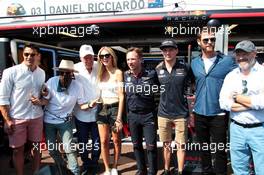 Christian Horner (GBR) Red Bull Racing Team Principal and Max Verstappen (NLD) Red Bull Racing with guests. 28.05.2017. Formula 1 World Championship, Rd 6, Monaco Grand Prix, Monte Carlo, Monaco, Race Day.