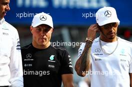 (L to R): Toto Wolff (GER) Mercedes AMG F1 Shareholder and Executive Director with Valtteri Bottas (FIN) Mercedes AMG F1 and Lewis Hamilton (GBR) Mercedes AMG F1. 25.05.2017. Formula 1 World Championship, Rd 6, Monaco Grand Prix, Monte Carlo, Monaco, Practice Day.