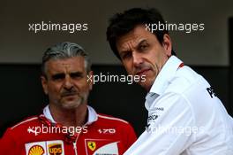 (L to R): Maurizio Arrivabene (ITA) Ferrari Team Principal with Toto Wolff (GER) Mercedes AMG F1 Shareholder and Executive Director. 25.05.2017. Formula 1 World Championship, Rd 6, Monaco Grand Prix, Monte Carlo, Monaco, Practice Day.