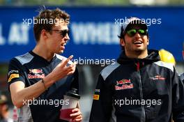 (L to R): Daniil Kvyat (RUS) Scuderia Toro Rosso with Carlos Sainz Jr (ESP) Scuderia Toro Rosso. 25.05.2017. Formula 1 World Championship, Rd 6, Monaco Grand Prix, Monte Carlo, Monaco, Practice Day.