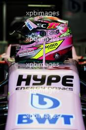 The helmet of Sergio Perez (MEX) Sahara Force India F1. 24.05.2017. Formula 1 World Championship, Rd 6, Monaco Grand Prix, Monte Carlo, Monaco, Preparation Day.