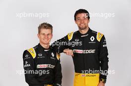 (L to R): Nico Hulkenberg (GER) Renault Sport F1 Team with team mate Jolyon Palmer (GBR) Renault Sport F1 Team. 21.02.2017. Renault Sport Formula One Team RS17 Launch, Royal Horticultural Society Headquarters, London, England.