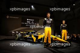 Jolyon Palmer (GBR) Renault Sport F1 Team and team mate Nico Hulkenberg (GER) Renault Sport F1 Team with the Renault Sport F1 Team RS17. 21.02.2017. Renault Sport Formula One Team RS17 Launch, Royal Horticultural Society Headquarters, London, England.