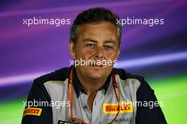 Mario Isola (ITA) Pirelli Racing Manager in the FIA Press Conference. 28.04.2017. Formula 1 World Championship, Rd 4, Russian Grand Prix, Sochi Autodrom, Sochi, Russia, Practice Day.