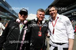 (L to R): Andreas Weissenbacher, BWT Chief Executive Officer with Otmar Szafnauer (USA) Sahara Force India F1 Chief Operating Officer and Toto Wolff (GER) Mercedes AMG F1 Shareholder and Executive Director. 30.04.2017. Formula 1 World Championship, Rd 4, Russian Grand Prix, Sochi Autodrom, Sochi, Russia, Race Day.