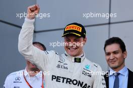 Race winner Valtteri Bottas (FIN) Mercedes AMG F1 celebrates on the podium. 30.04.2017. Formula 1 World Championship, Rd 4, Russian Grand Prix, Sochi Autodrom, Sochi, Russia, Race Day.