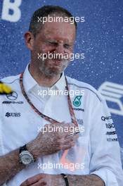 Tony Ross (GBR) Mercedes AMG F1 Race Engineer celebrates on the podium. 30.04.2017. Formula 1 World Championship, Rd 4, Russian Grand Prix, Sochi Autodrom, Sochi, Russia, Race Day.