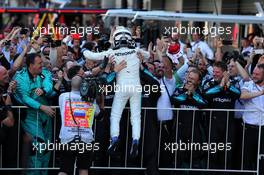 Race winner Valtteri Bottas (FIN) Mercedes AMG F1 celebrates with the team. 30.04.2017. Formula 1 World Championship, Rd 4, Russian Grand Prix, Sochi Autodrom, Sochi, Russia, Race Day.