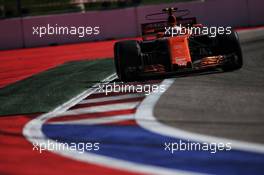 Stoffel Vandoorne (BEL) McLaren MCL32. 30.04.2017. Formula 1 World Championship, Rd 4, Russian Grand Prix, Sochi Autodrom, Sochi, Russia, Race Day.