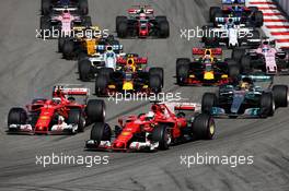 Sebastian Vettel (GER) Ferrari SF70H at the start of the race. 30.04.2017. Formula 1 World Championship, Rd 4, Russian Grand Prix, Sochi Autodrom, Sochi, Russia, Race Day.