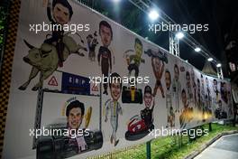 Art work of the drivers in the paddock.                                15.09.2017. Formula 1 World Championship, Rd 14, Singapore Grand Prix, Marina Bay Street Circuit, Singapore, Practice Day.