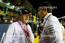 (L to R): Andreas Weissenbacher, BWT Chief Executive Officer, Sahara Force India F1 Team guest, with Toto Wolff (GER) Mercedes AMG F1 Shareholder and Executive Director, on the grid. 17.09.2017. Formula 1 World Championship, Rd 14, Singapore Grand Prix, Marina Bay Street Circuit, Singapore, Race Day.