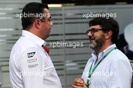 (L to R): Eric Boullier (FRA) McLaren Racing Director with Luis Garcia Abad (ESP) Driver Manager. 17.09.2017. Formula 1 World Championship, Rd 14, Singapore Grand Prix, Marina Bay Street Circuit, Singapore, Race Day.