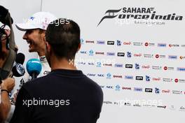 Esteban Ocon (FRA) Sahara Force India F1 Team with the media. 14.09.2017. Formula 1 World Championship, Rd 14, Singapore Grand Prix, Marina Bay Street Circuit, Singapore, Preparation Day.