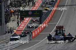 Race 2, Raffaele Marciello (ITA) Trident crash at the start and the rest of the group transit in pitlane behind the safety car 09.07.2017. FIA Formula 2 Championship, Rd 5, Spielberg, Austria, Sunday.