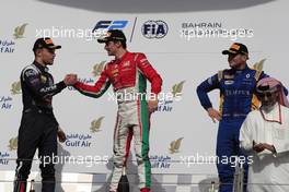 Race 2, 1st place Charles Leclerc (MON) PREMA Racing, 2nd place Luca Ghiotto (ITA) RUSSIAN TIME and 3rd place Oliver Rowland (GBR) DAMS 16.04.2017. FIA Formula 2 Championship, Rd 1, Sakhir, Bahrain, Sunday.