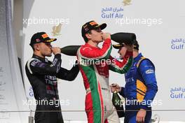 Race 2, 1st place Charles Leclerc (MON) PREMA Racing, 2nd place Luca Ghiotto (ITA) RUSSIAN TIME and 3rd place Oliver Rowland (GBR) DAMS 16.04.2017. FIA Formula 2 Championship, Rd 1, Sakhir, Bahrain, Sunday.