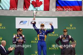 Race 2, 1st place Nicolas Latifi (CAN) Dams, 2nd place Luca Ghiotto (ITA) RUSSIAN TIME and 3rd place Artem Markelov (Rus) Russian Time 16.07.2017. FIA Formula 2 Championship, Rd 6, Silverstone, England, Sunday.
