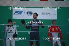 Race 2, the podium: winner Luca Ghiotto (ITA) Russian Time, 2nd Sergio Sette Camara (BRA) MP Motorsport, 3rd Antonio Fuoco (ITA) Prema Racing Team 03.09.2017. Formula 2 Championship, Rd 9, Monza, Italy, Sunday.