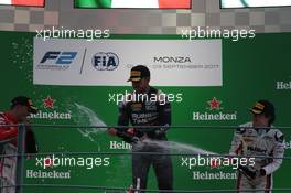 Race 1, the podium, winner Luca Ghiotto (ITA) Russian Time, 2nd Antonio Fuoco (ITA) Prema Racing Team, 3rd Nobuharu Matsushita (JPN) ART Grand Prix 02.09.2017. Formula 2 Championship, Rd 9, Monza, Italy, Saturday.