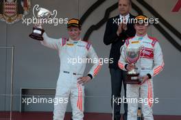 Race 2, 2nd place Johnny Cecotto Jr. (VEN) Rapax and Nyck De Vries (HOL) Rapax race winner 27.05.2017. FIA Formula 2 Championship, Rd 3, Monte Carlo, Monaco, Saturday.