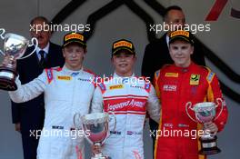Race 2, 1st place Nyck De Vries (HOL) Rapax, 2nd place Johnny Cecotto Jr. (VEN) Rapax and 3rd place Gustav Malja (SWE) Racing Engineering 27.05.2017. FIA Formula 2 Championship, Rd 3, Monte Carlo, Monaco, Saturday.