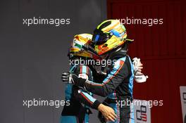 14.05.2017 - Race 2, Alessio Lorandi (ITA) Jenzer Motorsport 3rd place and Dorian Boccolacci (FRA) Trident 2nd place 12.05.2017-14.05.2016 GP3 Series, Circuit de Barcelona Catalunya, Spain