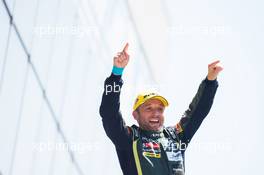 Darren Turner (GBR) #97 Aston Martin Racing, Aston Martin Vantage GTE Pro podium, celebrates victory on the GTE Pro podium. 14.06.2017-18.06.2016 Le Mans 24 Hour Race 2017, Le Mans, France