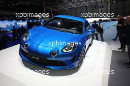 Alpine A110 07-08.03.2017. Geneva International Motor Show, Geneva, Switzerland. www.xpbimages.com, EMail: requests@xpbimages.com - copy of publication required for printed pictures. Every used picture is fee-liable. © Copyright: Photo4 / XPB Images