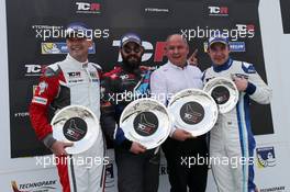 Race 2, 2nd place Roberto Colciago (ITA) Honda Civic TCR, M1RA, Stefano Comini (SUI) Audi RS3 LMS, Comtoyou Racing race winner and 3rd place Frederic Vervisch (BEL) Audi RS 3 LMS TCR,Comtoyou Racing 14.05.2017. TCR International Series, Rd 4, Monza, Italy, Sunday.