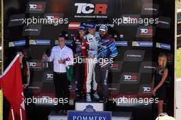 Race 2, 1st place Roberto Colciago (ITA) Honda Civic TCR, M1RA, 2nd place Attila Tassi (HUN) Honda Civic TCR, M1RA and 3rd place Stefano Comini (SUI) Audi RS3 LMS, Comtoyou Racing 09-11.06.2017 TCR International Series, Round 5, Salzburgring, Salzburg, Austria
