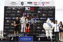 Race 2, 1st place Aurelien Panis (FRA) Honda Civic Type-R TCR, Boutsen Ginion Racing, 2nd place Giacomo Altoe (ITA) Honda Civic Type-R TCR, M1RA and 3rd place Stefano Comini (SUI) Audi RS3 LMS, Comtoyou Racing 03.09.2017. TCR International Series, Rd 8, Buriram, Thailand, Sunday.