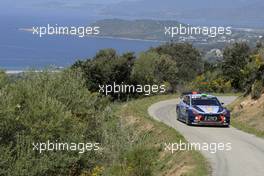 Hayden Paddon (NZL)-John Kennard (NZL) Hyundai i20 Coupe WRC, Hyundai Motorsport 06-09.04.2017. FIA World Rally Championship, Rd 4, Rally Tour De Corse, Ajaccio, Trier, France.