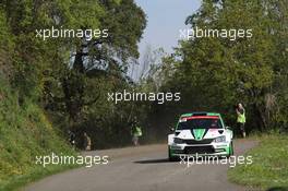 Shakedown, Andreas Mikkelsen (NOR)-Anders Jaeger (NOR) SKODA FABIA, SKODA MOTORSPORT 06-09.04.2017. FIA World Rally Championship, Rd 4, Rally Tour De Corse, Ajaccio, Trier, France.
