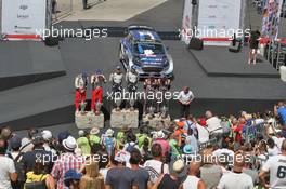 Podium: Ott Tanak (EST) - Martin Jarveoia (EST) - Ford Fiesta WRC, M-Sport World Rally Team, Jari-Matti Latvala (FIN) - Miikka Anttila (FIN) - Toyota Yaris WRC, Toyota Gazoo Racing Wrt, Thierry Neuville (BEL) - Nicolas Gilsoul (BEL) - Hyundai i20 Coupe WRC, Hyundai Motorsport 9-11.06.2017. FIA World Rally Championship, Rd 7, Rally Italia Sardinia, Sardegna, Italy.