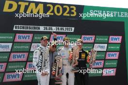 Tim Heinemann (D) (Toksport WRT - Porsche 911 GT3 R), Christian Engelhart (D) (Toksport WRT - Porsche 911 GT3 R) ud Thomas Preining (A) (Manthey EMA - Porsche 911 GT3 R)  28.05.2023, DTM Round 1, Motorsport Arena Oschersleben, Germany, Sunday