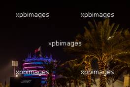 Paddock atmosphere - illuminated trees at night. 24.02.2023. Formula 1 Testing, Sakhir, Bahrain, Day Two.