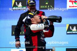 Race winner Kamui Kobayashi (JPN) #07 Toyota Gazoo Racing celebrates on the podium. 21.04.2024. FIA World Endurance Championship, Round 2, 6 Hours of Imola, Imola, Italy, Sunday.